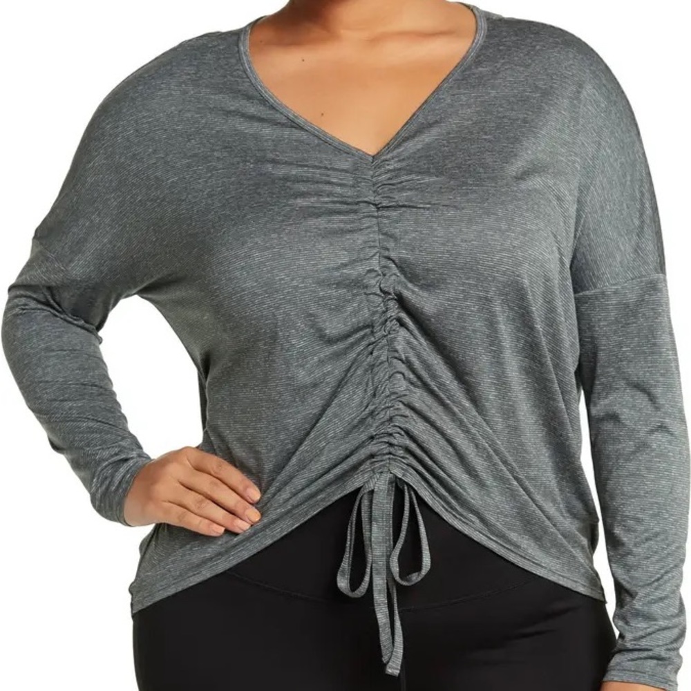 NWT Zella Long Sleeve Ruched Drawstring Top